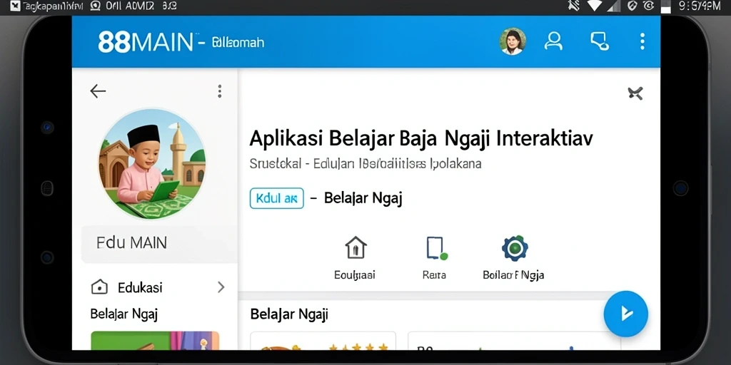 Tampilan antarmuka aplikasi Belajar Ngaji yang menarik dan interaktif.