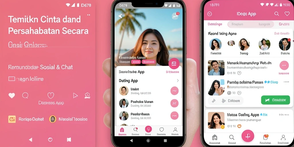 Antarmuka aplikasi ID678 yang menawan untuk mencari pasangan.