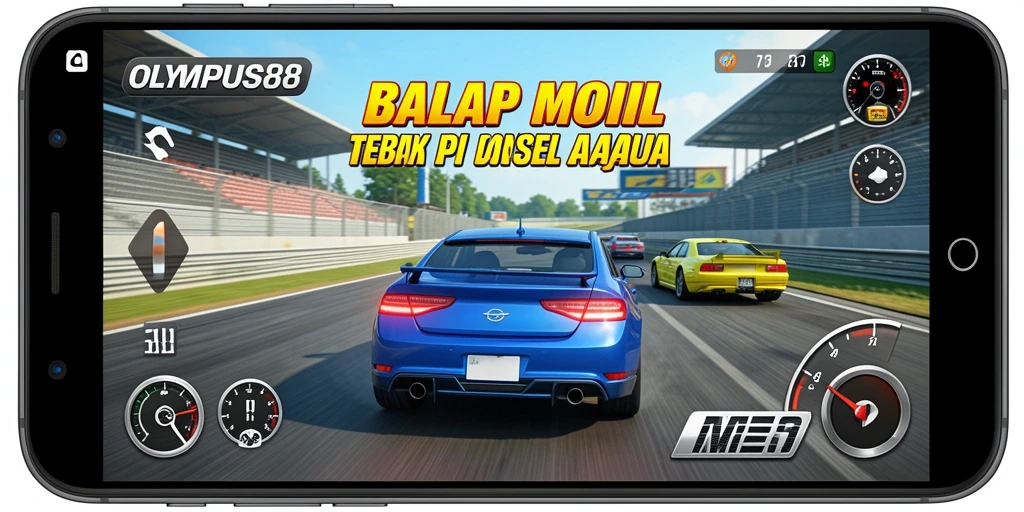 Antarmuka game OLYMPUS88 yang menampilkan aksi balap mobil yang seru.